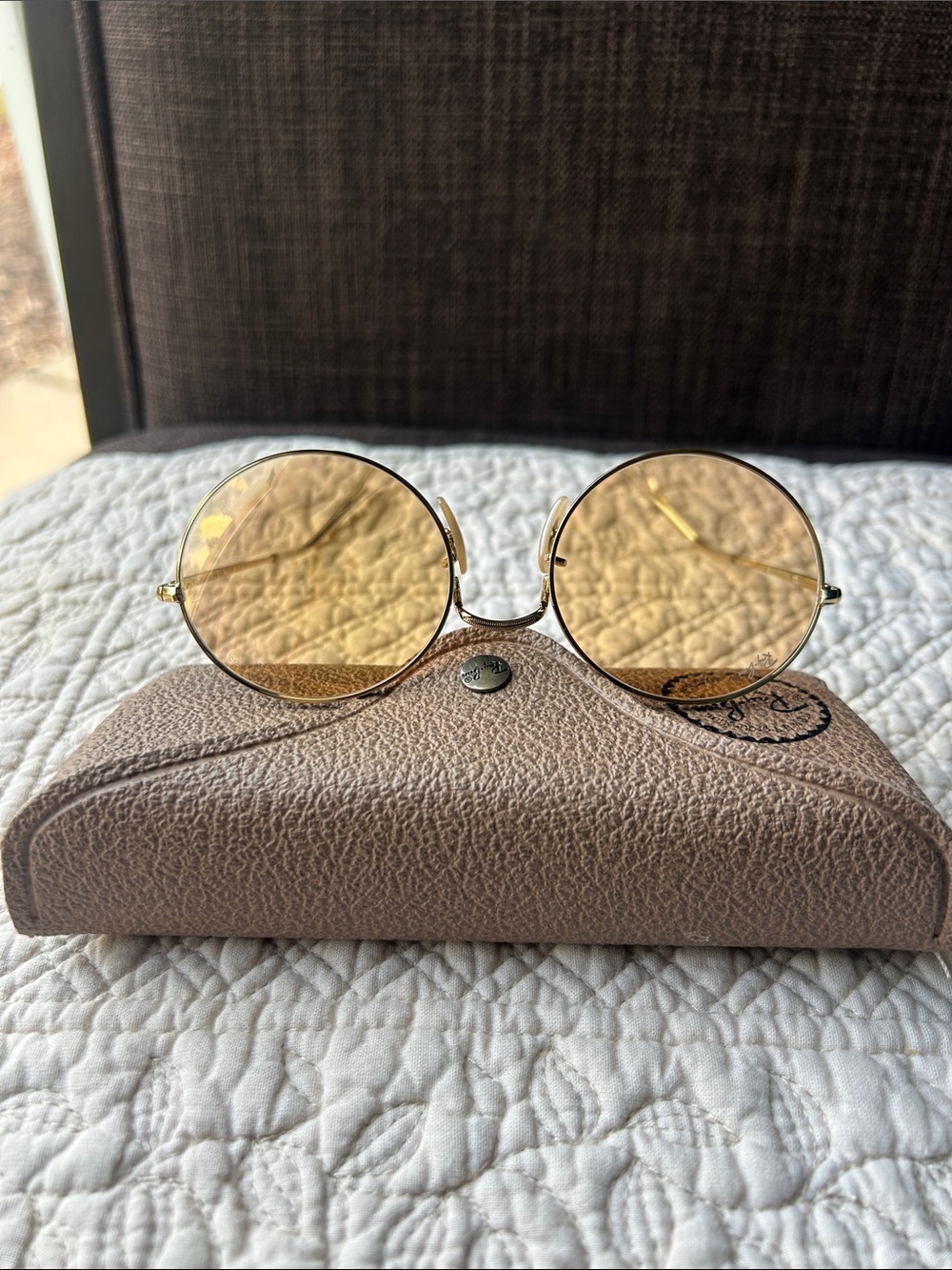 Ray-Ban Round Sunglasses Gold Frame with Yellow Lenses